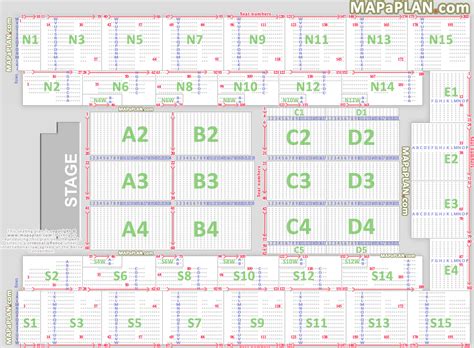detailed seat numbers chart showing rows  blocks layout wembley arena london