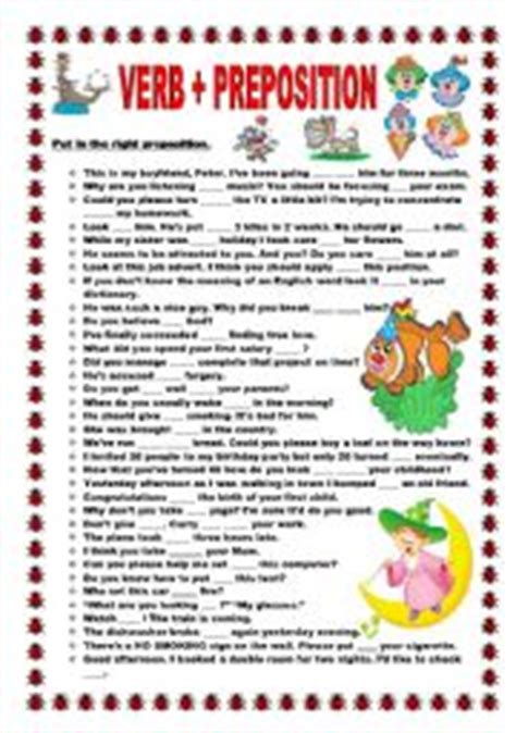 english exercises prepositions  phrasal verbs