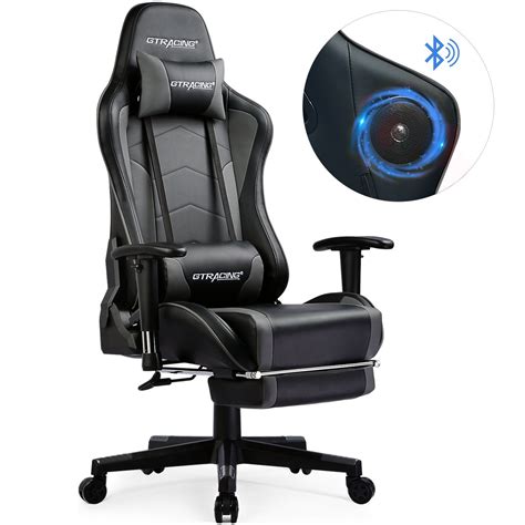 gtracing gaming chair  speakers bluetooth  footrest  home leather office chair gray