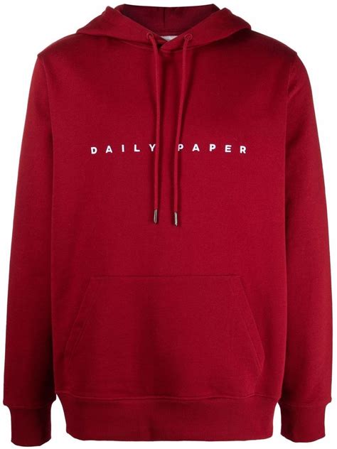daily paper hoodie met geborduurd logo rood  vergelijk prijzen