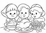 Coloring Thanksgiving Dinner Pages Kids Turkey Print Food Color Printable Children Meal Table Boy Book Getdrawings Around Woman Popular Drawing sketch template