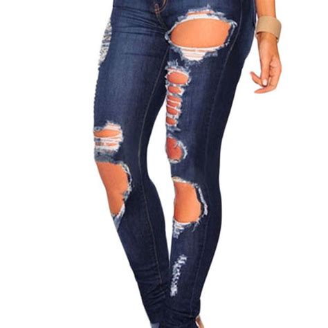 Light Blue Frayed Hem Womens Ripped Jeans Online Store