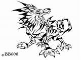 Garurumon Digimon sketch template