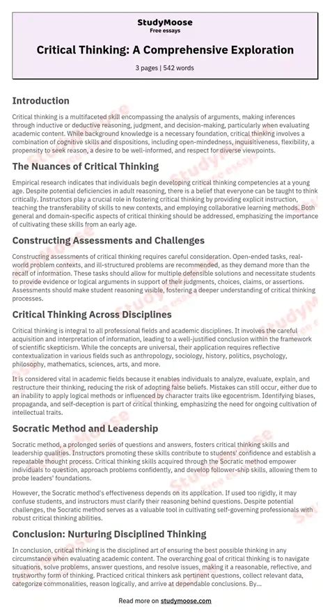 start  critical thinking essay guide    write