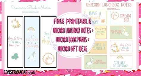 conservamom free printable unicorn lunchbox notes book