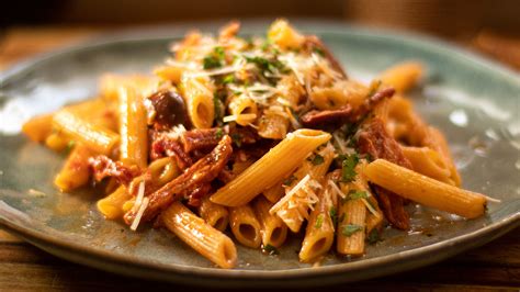 crispy salami  olive tomato pasta easy meals  video recipes  chef joel mielle recipe