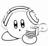 Kirby Clipartmag Listening Headphone Kidsplaycolor sketch template