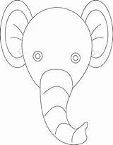 Elephant Coloring Mask Cute Pages Printable Template sketch template