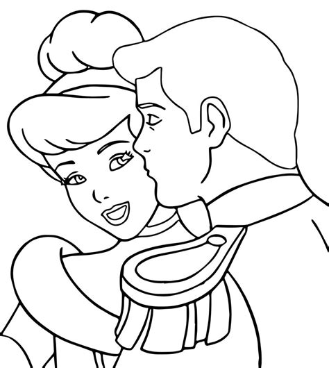 cinderella  prince charming kissing coloring pages wecoloringpagecom