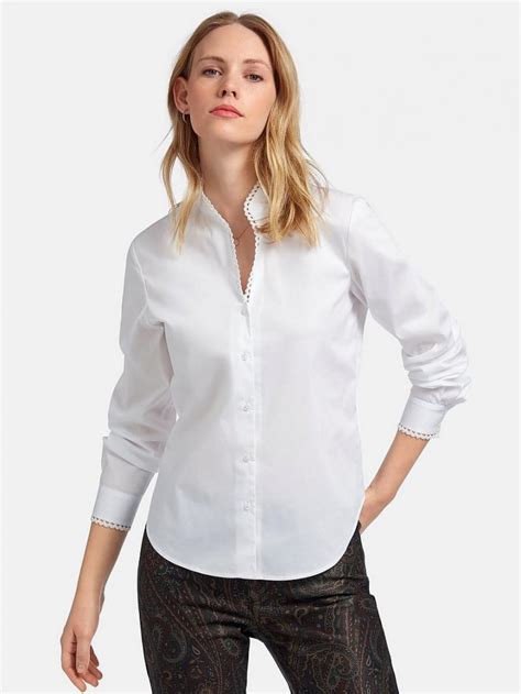 dames blouse met lange mouwen en gehaakte kant wit peter hahn blouses staunchtopteam