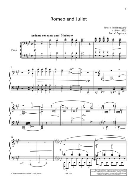 romeo  juliet sheet  pyotr ilyich tchaikovsky piano solo