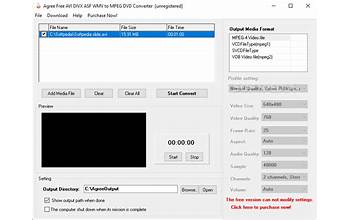 Agree Free AVI DIVX ASF WMV to MPEG DVD Converter screenshot #0