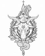 Satanic Goat Tattoo Linework Satan Drawings Baphomet Occult Tattoos Drawing Head Sketches Claim Brave Anyone Recently Enough Lovely Piece Drew sketch template