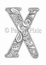 Letter Alphabet Colouring Pages Coloring Adults Letters Adult Visit Sold Etsy Crafts sketch template