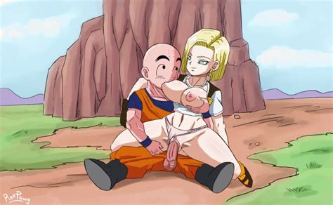 pinkpawg android 18 kuririn dragon ball dragonball z animated