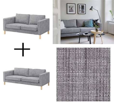 ikea karlstad sofa  loveseat slipcover cover isunda gray grey linen blend    seat