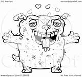 Dog Ugly Cartoon Loving Outlined Clipart Coloring Vector Thoman Cory Royalty Clipartof sketch template