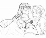 Princess Zelda Twilight Legend Coloring Character Pages Couple sketch template
