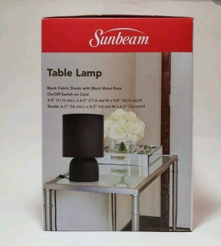 Sunbeam Table Lamp Black Shade Metal Base Wired W Led