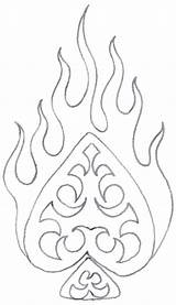 Flame Drawing Ace Spades Fire Tattoo Flames Designs Heart Tattoos Flaming Stencil Claddagh Dragon Draw Card Spade Realistic Simple Getdrawings sketch template