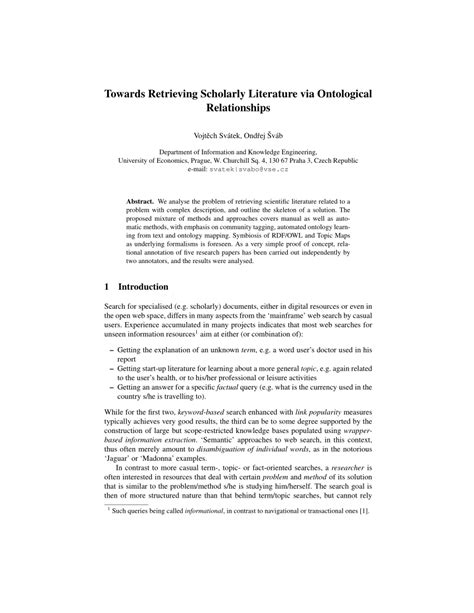 retrieving scholarly literature  ontological relationships