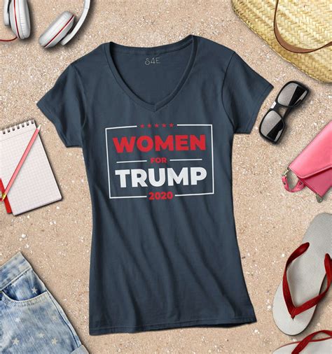 S4e Womens Women For Trump 2020 V Neck T Shirt Trump Girl Re Elect