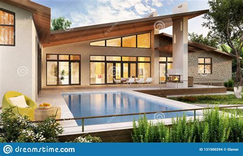 exterior  interior design   modern house   pool editorial