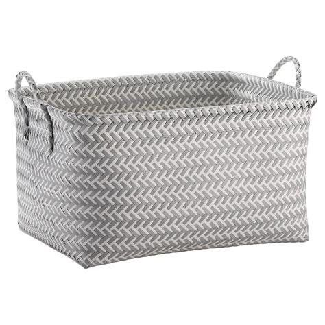 large woven rectangular storage basket graywhite room essentials shipt