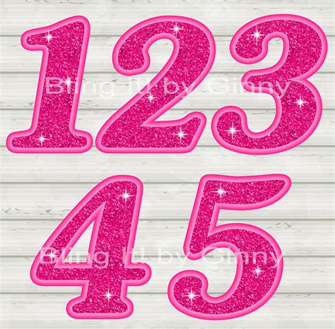 pink glitter number clipart  sparkle effect graphical etsy