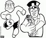 Coloring Police Thief Pages Crime Justice Against Criminal sketch template