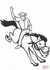 Coloring Rodeo Cowboy Bucking Riding Bronco Pages Bull Drawing Printable Broncos Getdrawings Drawings Comments Supercoloring sketch template