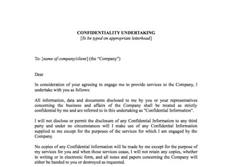 confidentiality undertaking confidentiality agreement template uk