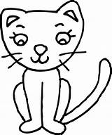 Kitty Clip Cute Cat Colorable Line Coloring Clipart Sweetclipart sketch template
