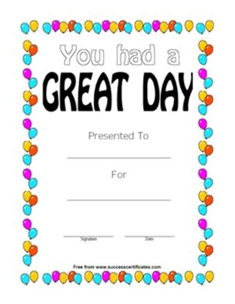 great day certificate  certificate templates teachers