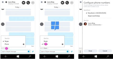 screenshots zeigen sms integration  skype uwp