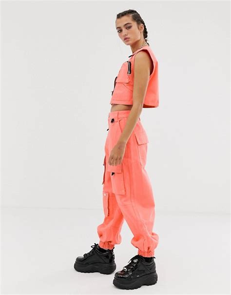 asos design denim utility vest  coral asos asos designs outfits fashion outfits