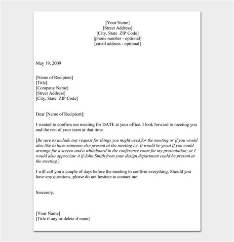 meeting appointment request letter  examples templates
