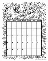 Calendar Coloring February Pages Printable Kids Flower Theme Feb Print 2021 Woojr Calender Monthly Template Months Sheets Jr Printables Activities sketch template