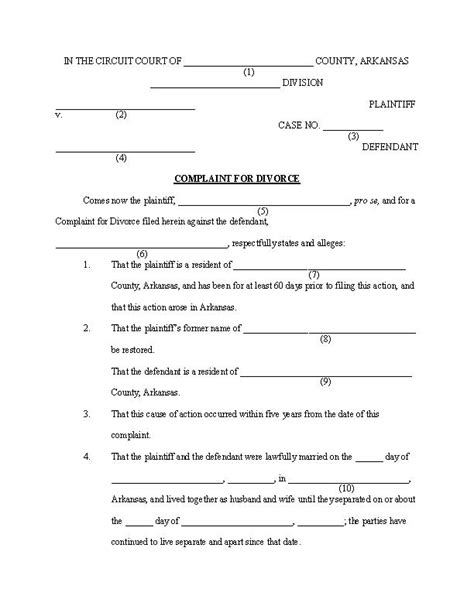 arkansas divorce forms  printable legal forms