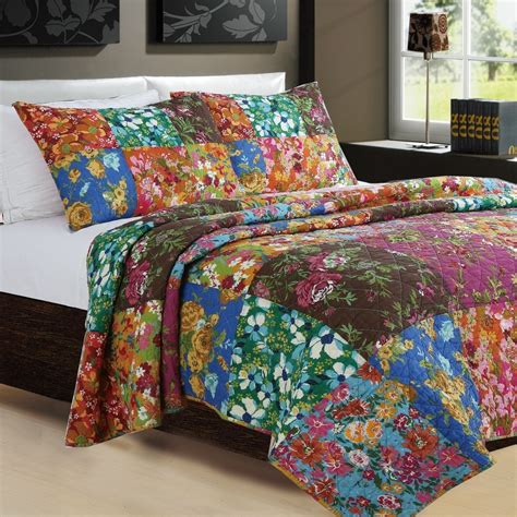 chausub patchwork quilt set pc handmade cotton quilts quilted bedspread vintage printed bed