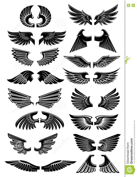 Wings Heraldic Icons Symbols Stock Vector Illustration Of Feather