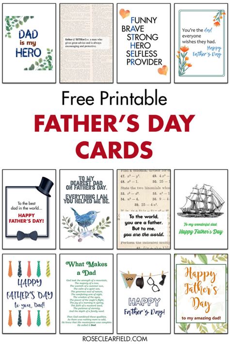 printable fathers day cards rose clearfield
