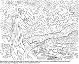 Starry Gogh Sternennacht Malvorlage Colorir Vincent Sonnenblumen Colorare Noite Estrelada Ausmalen Disegni Malvorlagen Coloringhome sketch template