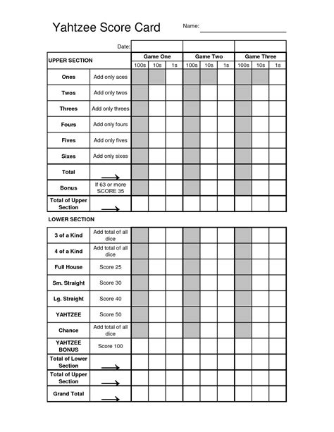 yahtzee score sheets printable pages yahtzee score card yahtzee