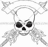 Skull Swords Printing sketch template