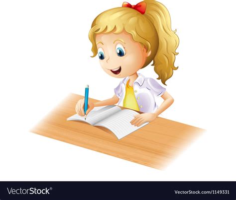 cartoon girl writing royalty  vector image