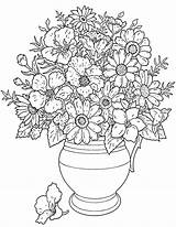 Coloring Cool Pages Flower Flowers Color Sheets Printable Adults Colouring Print Floral Drawing Kids Hard Difficult Adult Bloemen Bouquet Vase sketch template