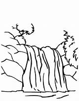 Waterfall Nature Coloring Drawing sketch template