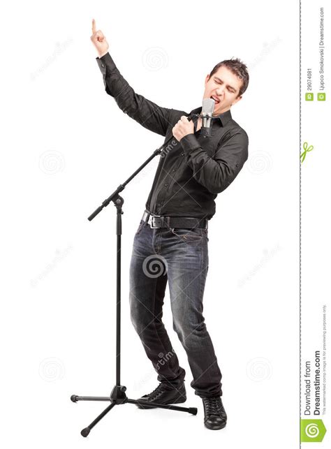 full length portrait   male singer performing  song stock image image
