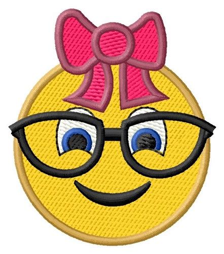 Glasses Girl Emoji Embroidery Designs Machine Embroidery